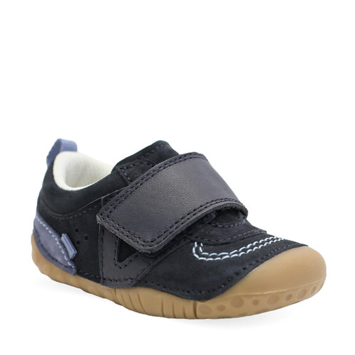 Start-Rite Shuffle, Navy blue nubuck boys rip-tape pre-walkers 0786_9